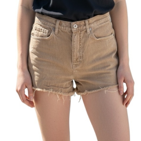We The Free Pants - WE THE FREE Womens Denim Shorts Distressed Cut-Off Style in Tan Size 27
